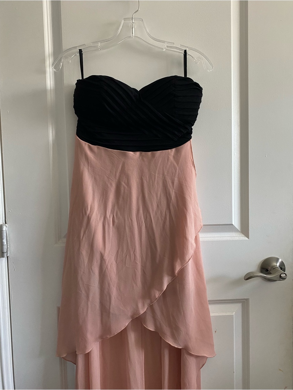 Strapless Black & Blush Layered Maxi Dress